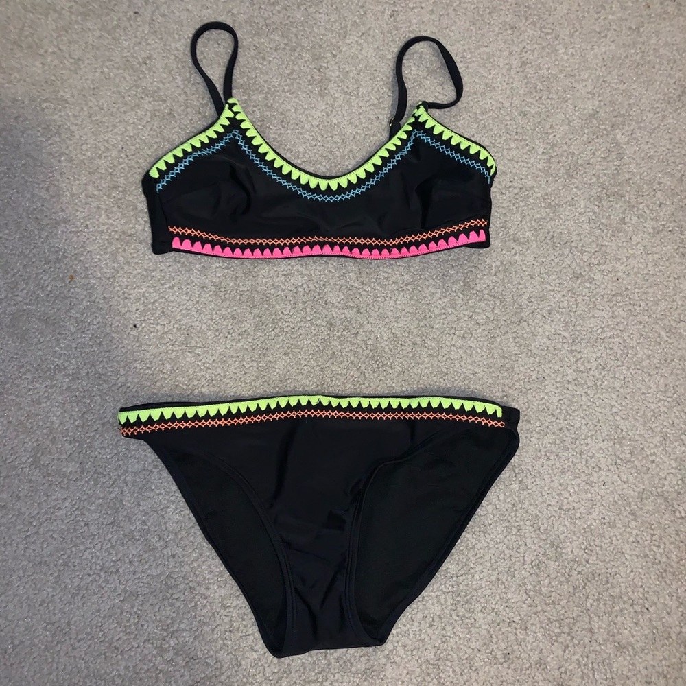 Xhilaration Black Bathing Suit Color Embroidery